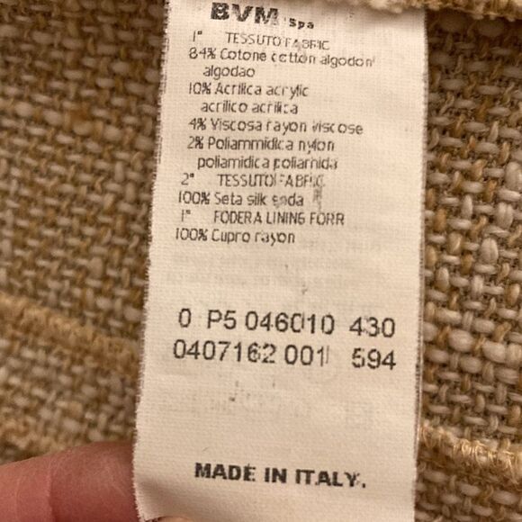 Les Copains Blue Ladies Tan Tweed Chanel Style Jacket. Made in Italy. - Picture 9 of 9